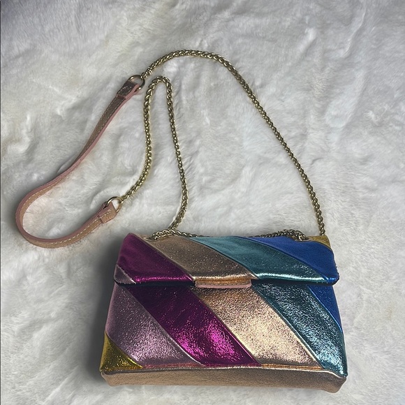 Genuine Leather Multicolor Metallic on metal gold colored chain strap - Picture 6 of 13